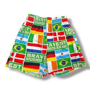 Bravest Studios Flag Shorts S Streetwear International Print Colorful Graphic